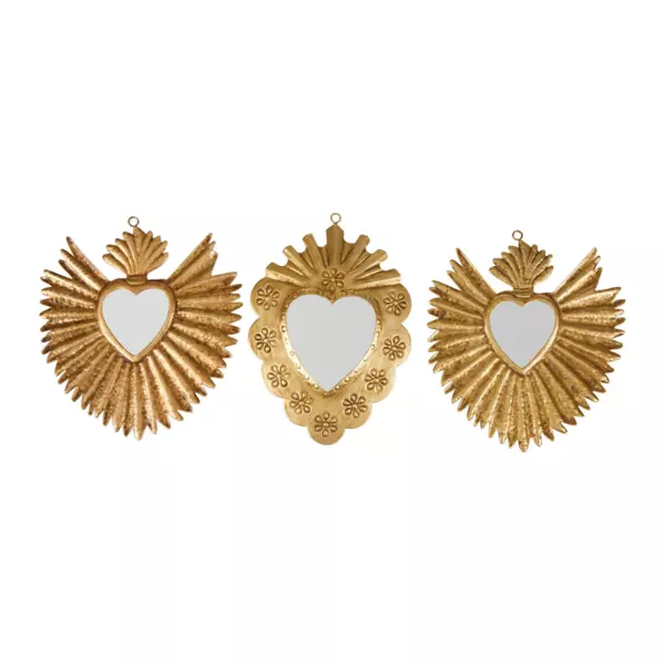 Set di 3 specchi in metallo (20 cm) Exvoto Oro