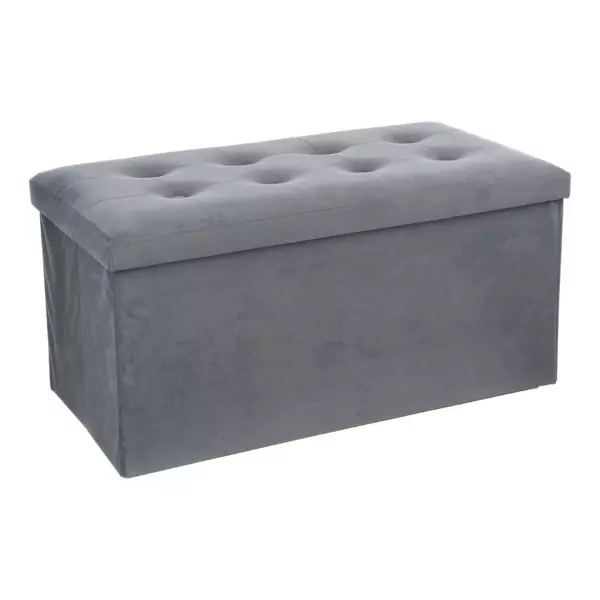 Pouf de rangement double Lysandre Velours Gris