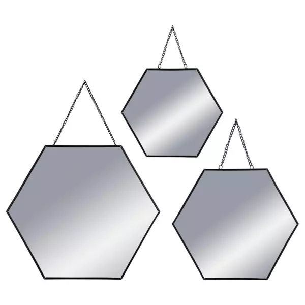 Set van 3 spiegels Hexa Zwart