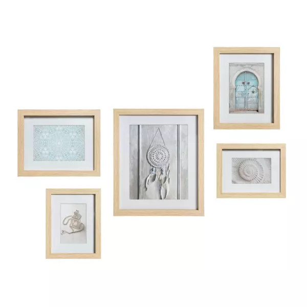 Set di 5 portafoto in legno Etnico Naturale