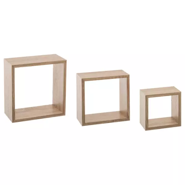 Lot de 3 �tag�res bois (H15-20-25 cm) Cube Naturel
