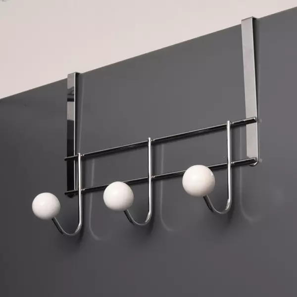 T�rgarderobe mit 3 Haken Chrome Wei�