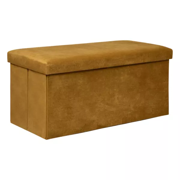 Pouf de rangement double Lilou Jaune moutarde