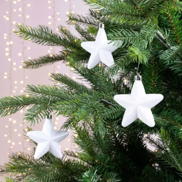 Confezione di 6 stelle di Natale da appendere con clip Bianco