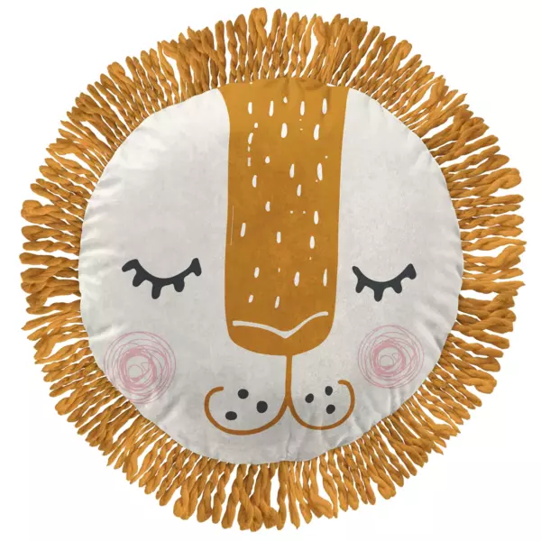 Coussin Lion rond enfant (40 cm) Charlie Multicolore