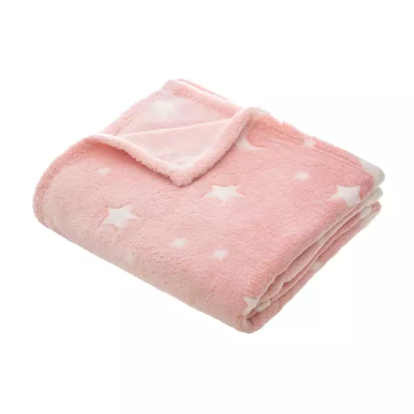 Plaid polaire phosphorescent enfant (125 x 150 cm) Voie lact�e Rose