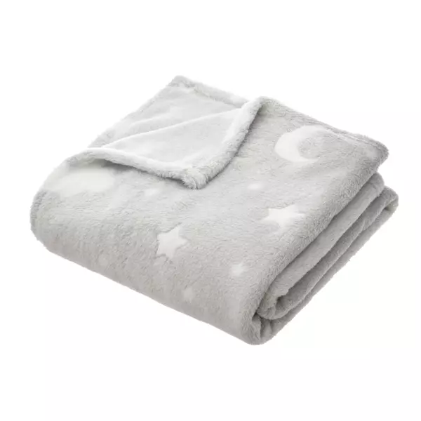 Fosforescerende b�rnefleeceplaid (125 x 150 cm) M�lkevejen Lys gr�