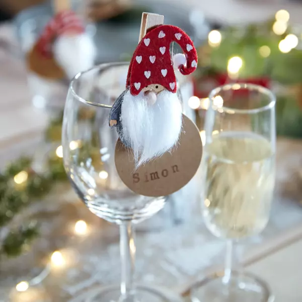 Set van 4 knijpers Kerstkabouter Rood