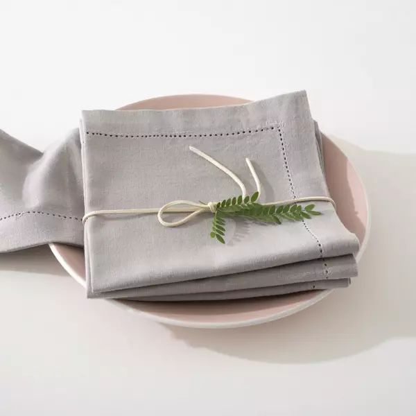 Set di 4 tovaglioli Chambray Grigio chiaro