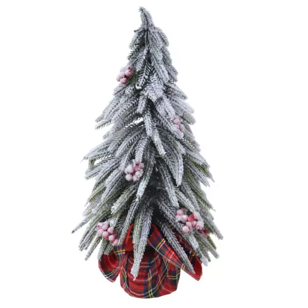 Tafel kunstkerstboom Bessen H27 cm besneeuwd groen