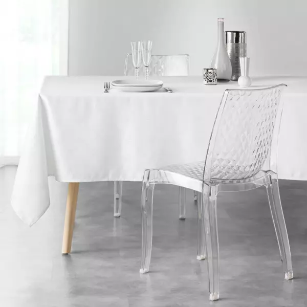 Nappe de No�l rectangulaire (140 x 240 cm) Etoiles Blanc