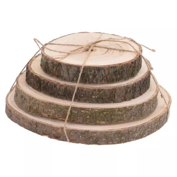 S�t af 4 dekorative Paulownia tr�skiver Natur