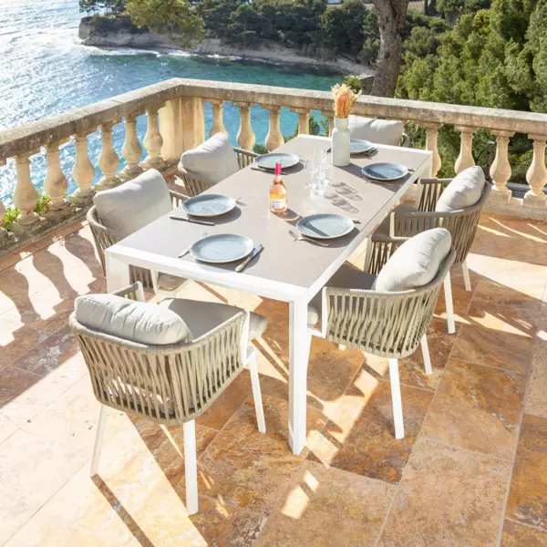 Mesa de jard�n extensible Amalfi de aluminio para 12 personas (300 x 96 cm) - Blanca