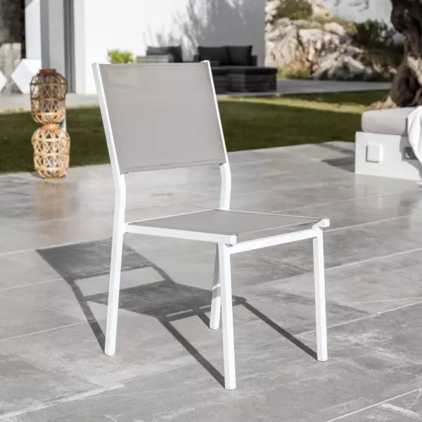 Chaise de jardin aluminium empilable Murano Blanc et taupe