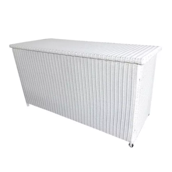 Coffre de rangement extérieur en résine tressée Calvi Blanc
