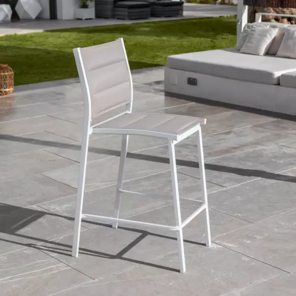 Taburete de jard�n Alu apilable Murano - Blanco y Topo