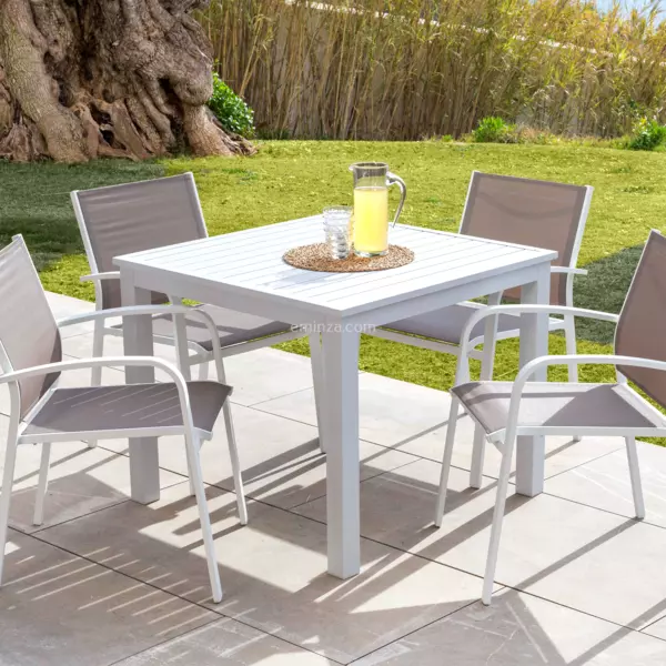 Quadratischer Gartentisch Murano Aluminium (Bis zu 4 Pers.) - Wei�