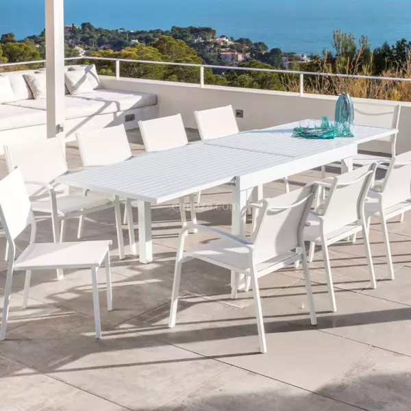 Tuintafel uitschuifbaar 12 personen Aluminium Murano (320 x 100 cm) - Wit