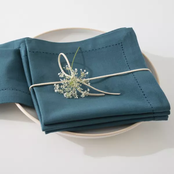 Set van 4 servetten Chambray Eend blauw