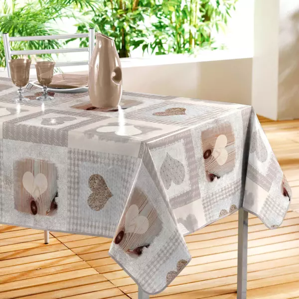 Nappe rectangulaire toile cir�e (140 x 240 cm) Cosy Coeur