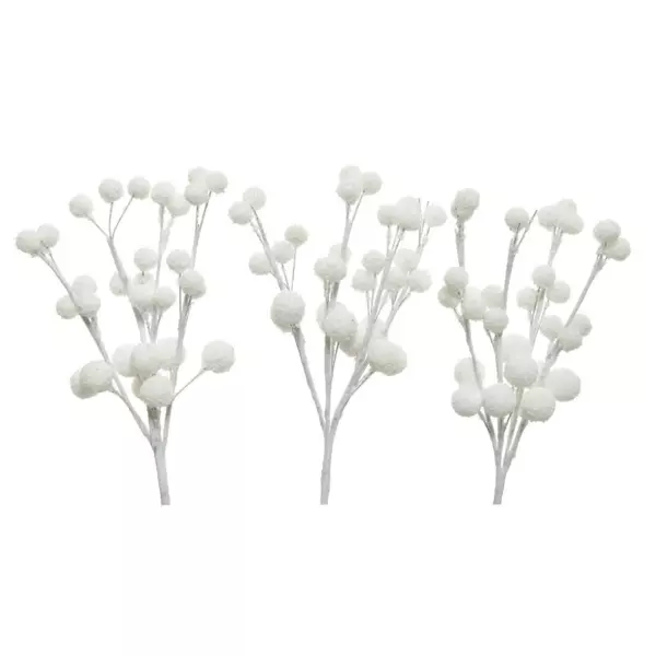 Lot de 3 branches de Baies (15 cm) Artiqua Blanc