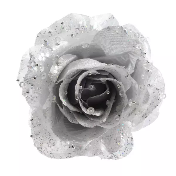 Fiore decorativo con pinza Rosace Argento