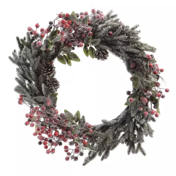 Natuurlijke Kerstkrans (D48 cm) Odesza Frosted Groen