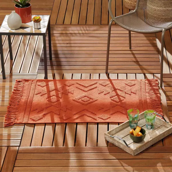 Tapis de salon coton (60 x 90 cm) Cilaos Terracotta