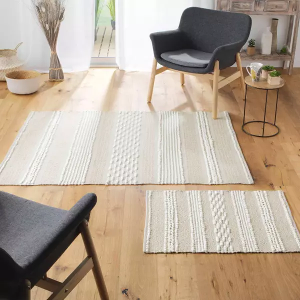 Alfombra (90 cm) Blanca Beige