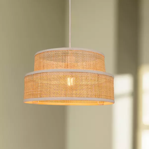 Suspension lumineuse en paille (D35 cm) Yuca Naturel beige