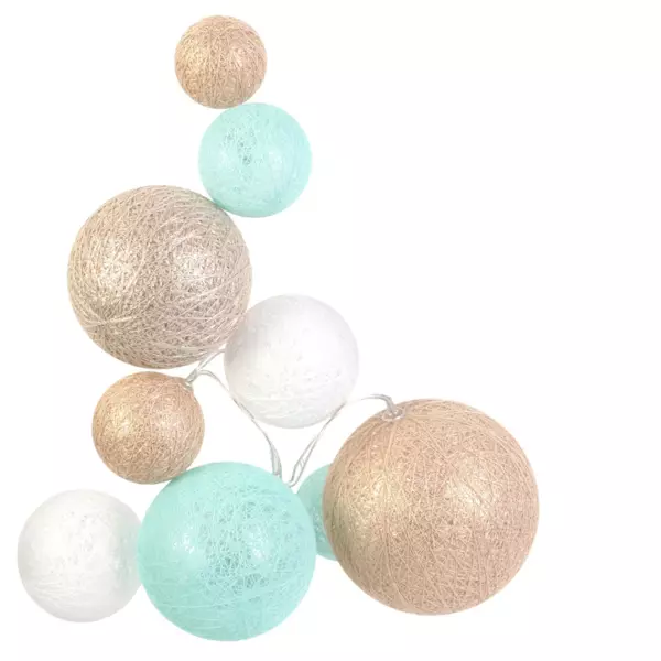 Cotton Ball Lichterkette Savannah Beige 10 Kugeln