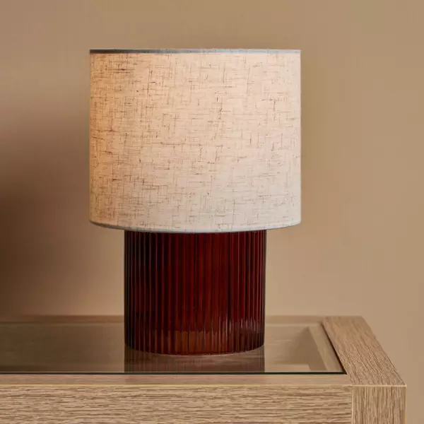 Retro glazen tafellamp (H22 cm) Delia Bruin