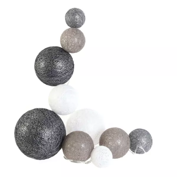 Guirlande lumineuse d�co 10 boules 1 m Savannah Gris