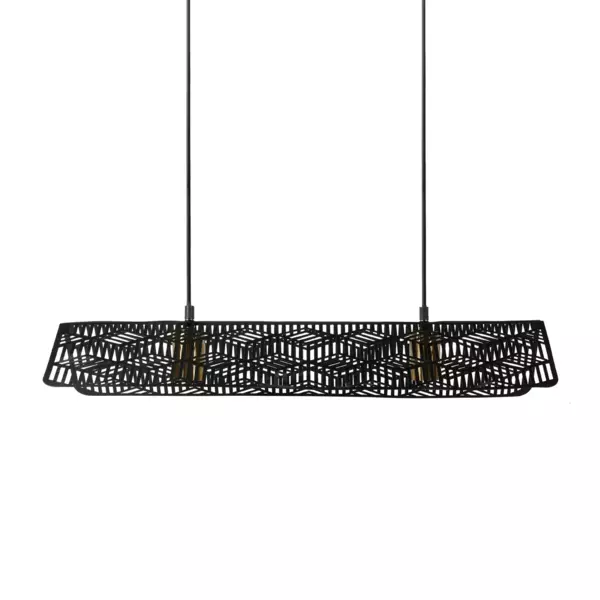 Lampadario doppio metallo (69 cm) Kome Nero