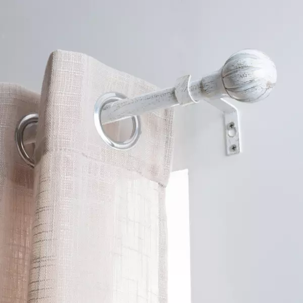 Set completo bastone tenda regolabile (L120 - L210 cm / �19 mm) Touch of Zen Bianco e oro