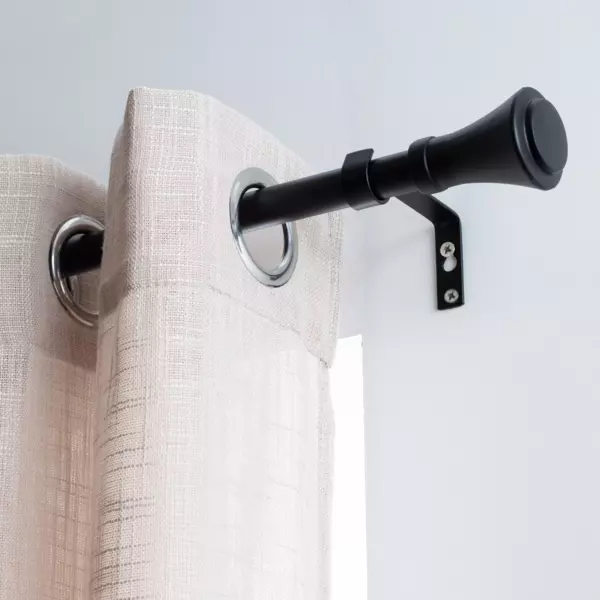 Verlengbare Gordijnroede Kit (L210 - L380 cm/ D19 mm) Brasserie Zwart Mat