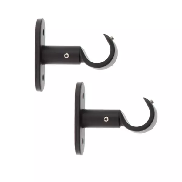 S�t med 2 faste gardinstangsholdere (L50 / D20 mm) Jim rende Sort mat