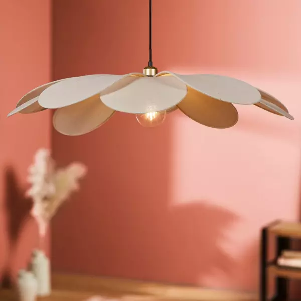 Pendellampe Horizonte Beige med linblad (D90 cm)