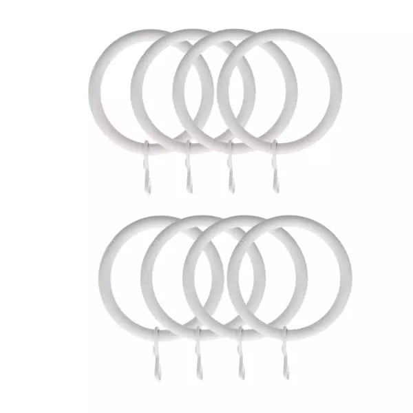 Set di 8 anelli per bastone per tenda (D28 mm) Lino Bianco opaco