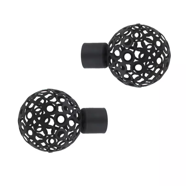 2er Set Endst�cke Vorhangstange (D20 mm) Jim Boule perfor�e mattes Schwarz