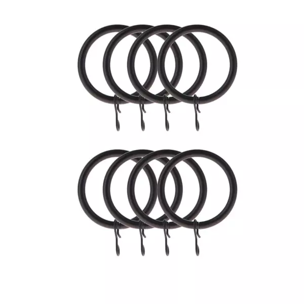 Set di 8 anelli per bastone per tenda (D28 mm) Lino Nero opaco
