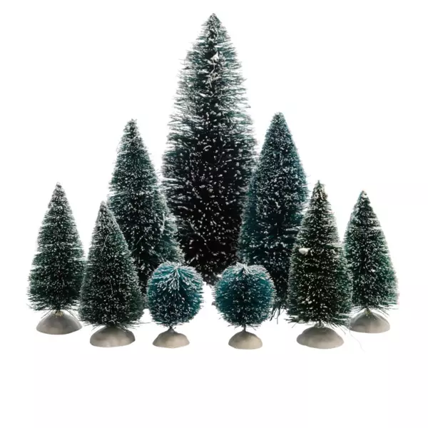 Lot de 9 sapins Vert enneig� pour am�nager un village