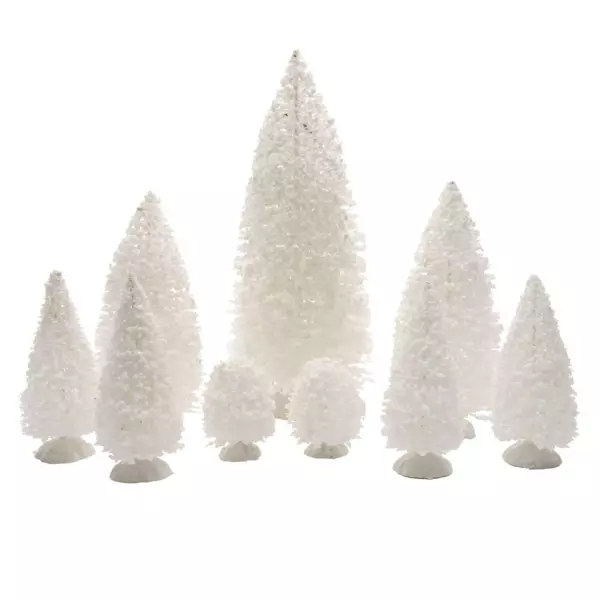 Lot de 9 sapins Blanc pour am�nager un village