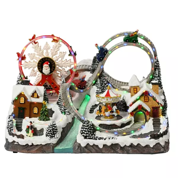 Scena della vita illuminata Villaggio in festa