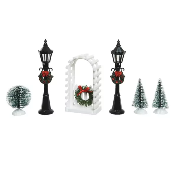 Zubeh�r Set f�r Weihnachtsdorf Stra�enlampen & Tannen