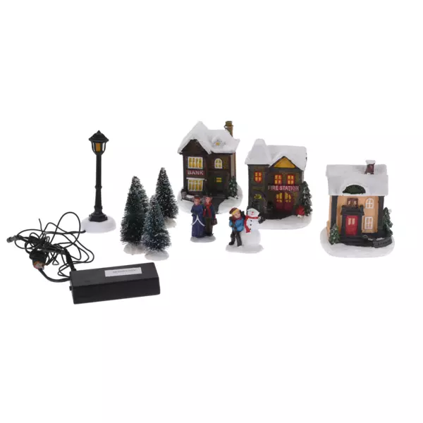 Conjunto completo pueblo iluminado a pilas Oslo