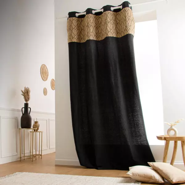 Rideau coton et jute (140 x 240 cm) Nama Noir