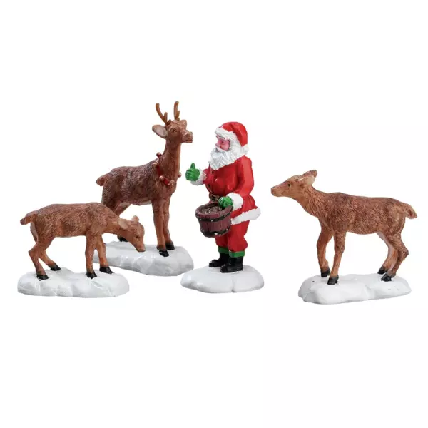 Figur Lemax Weinhnachtsmann mit Rentieren