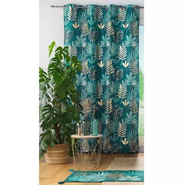 Cortina  semi-opaca(140 x 260 cm) Dorado nella Verde esmeralda