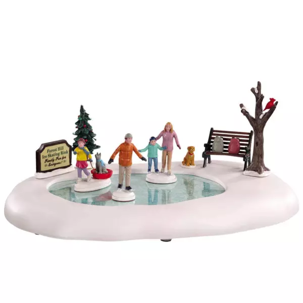 Village de No�l Lemax Journ�e de patinage en famille 